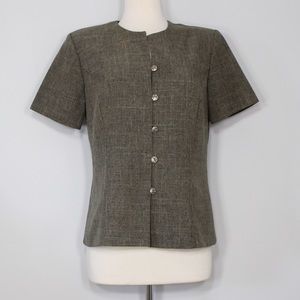 FINAL PRICE❗️CLOSET CLOSING Vintage Sag Harbour Olive and Gray Button Down Top
